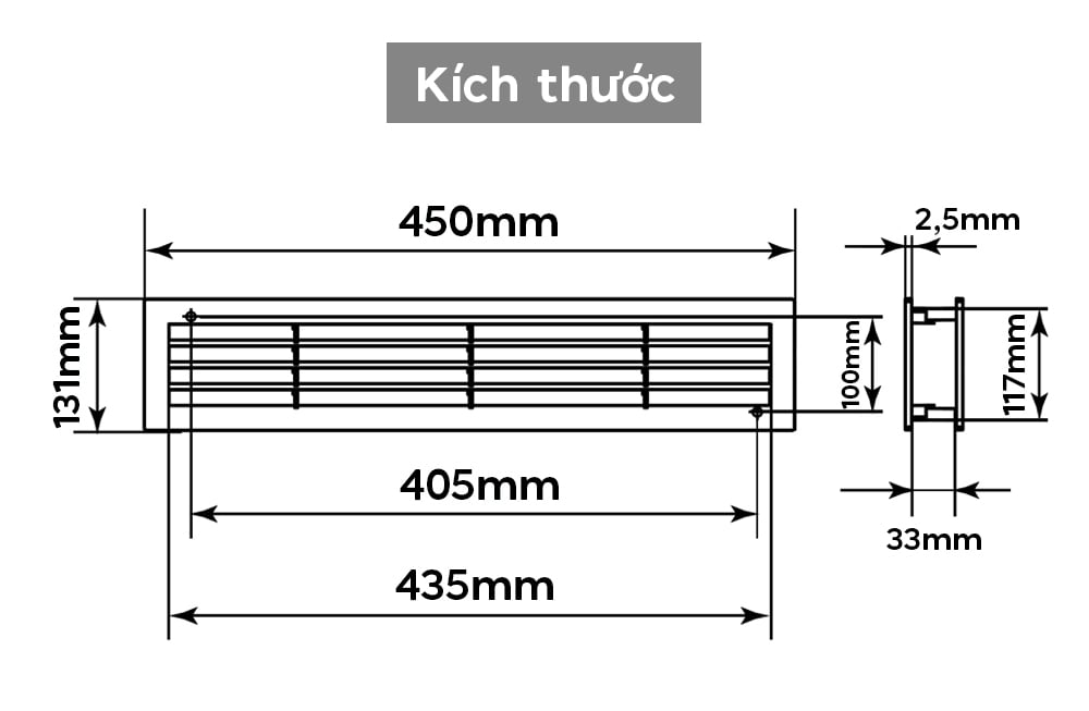 Cửa thông hơi gắn tường đôi DP