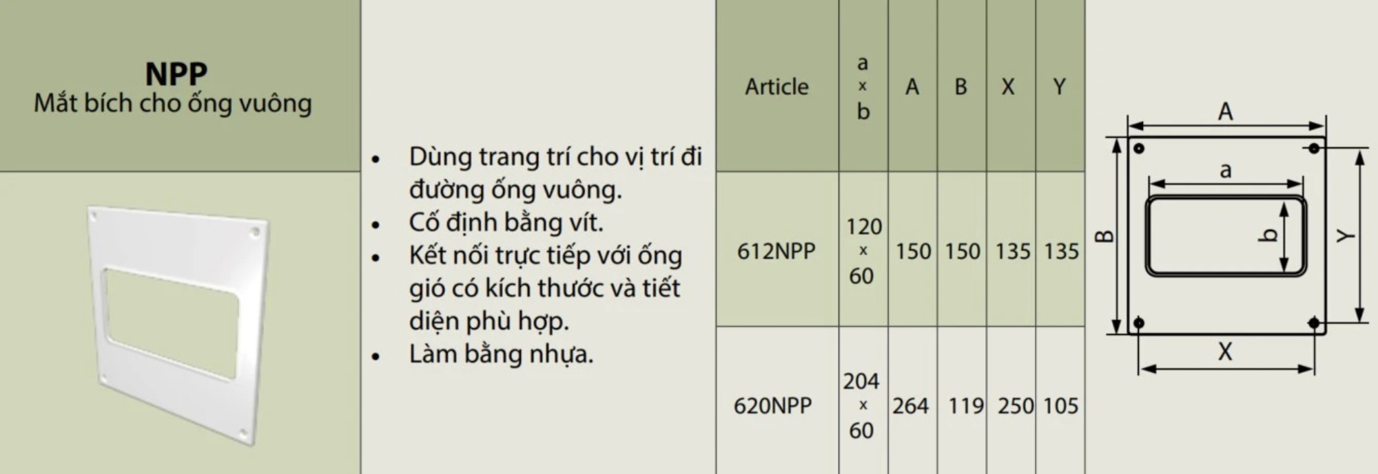 Mặt bích ống chữ nhật NPP