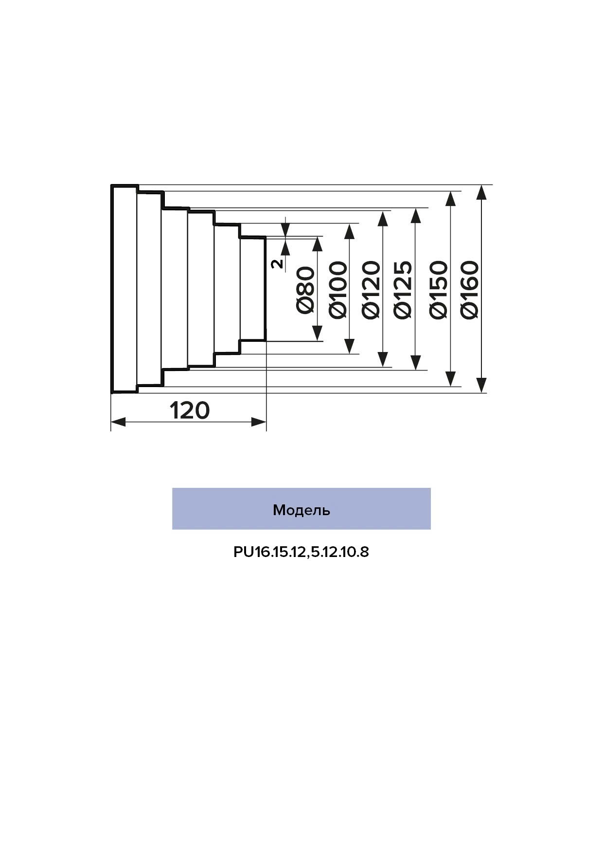 Nối tăng giảm đa năng LỆCH TÂM - PU-E
