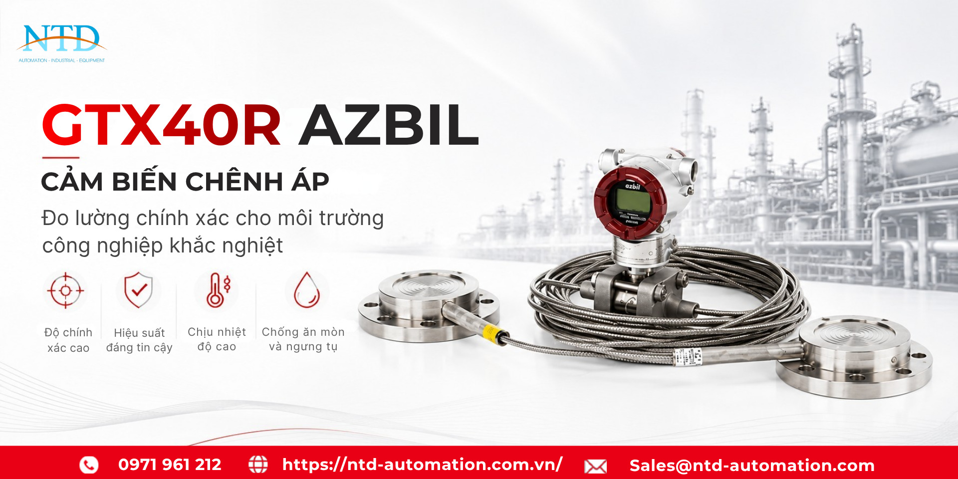 Cảm biến chênh áp GTX40R Azbil phù hợp cho môi trường khắc nghiệt
