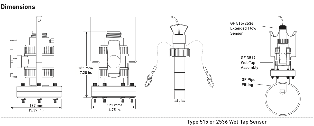 Thông số kỹ thuật của bộ lưu lượng Wet-tap Signet 3519 GF