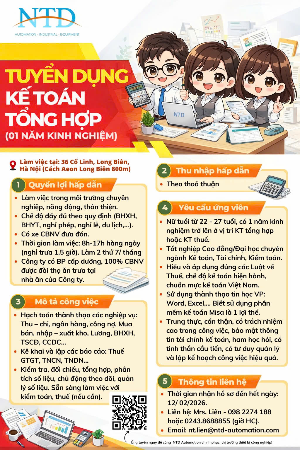 THÔNG BÁO TUYỂN DỤNG - 01 NHÂN VIÊN KẾ TOÁN