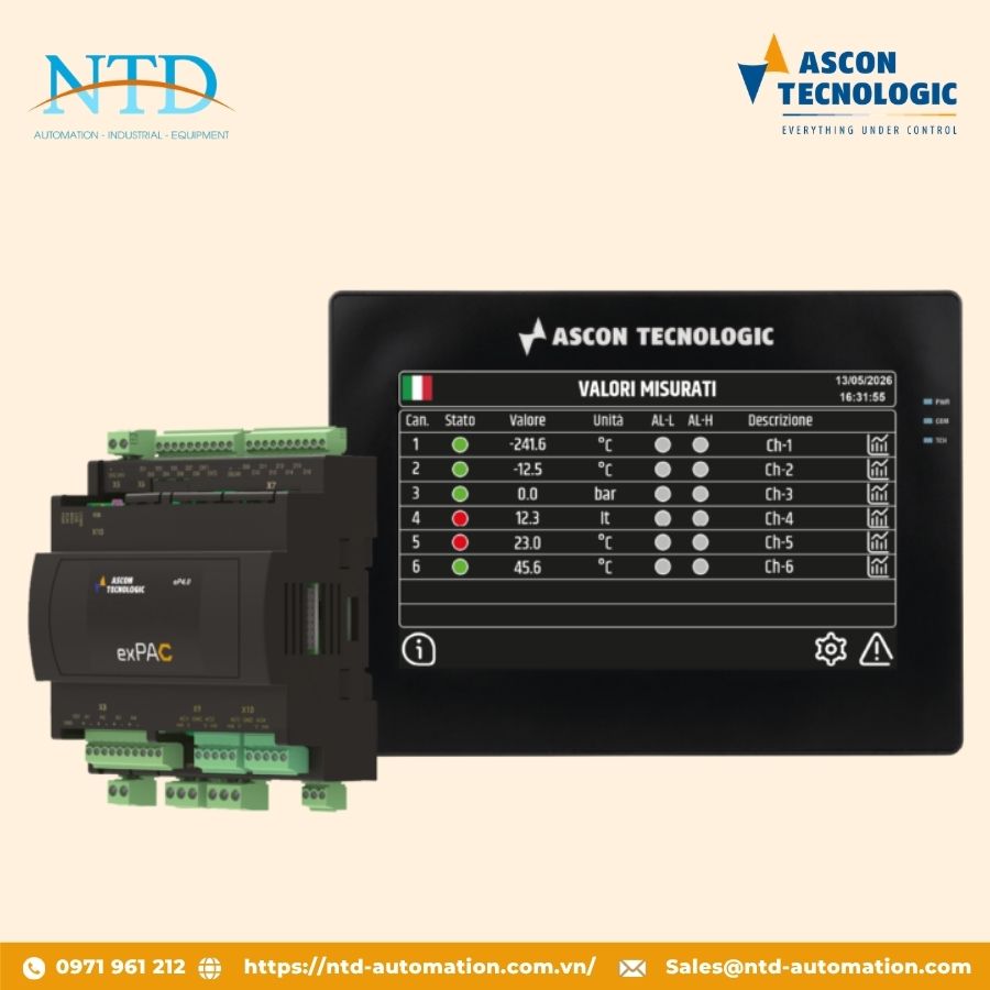 Bộ ghi dữ liệu đa kênh với màn hình HMI 7 Ascon Technologic
