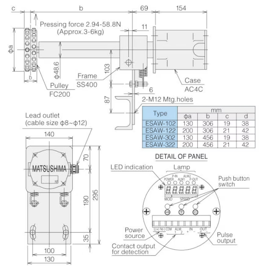 Bản vẽ công tắc tốc độ ESAW-102 Matsushima