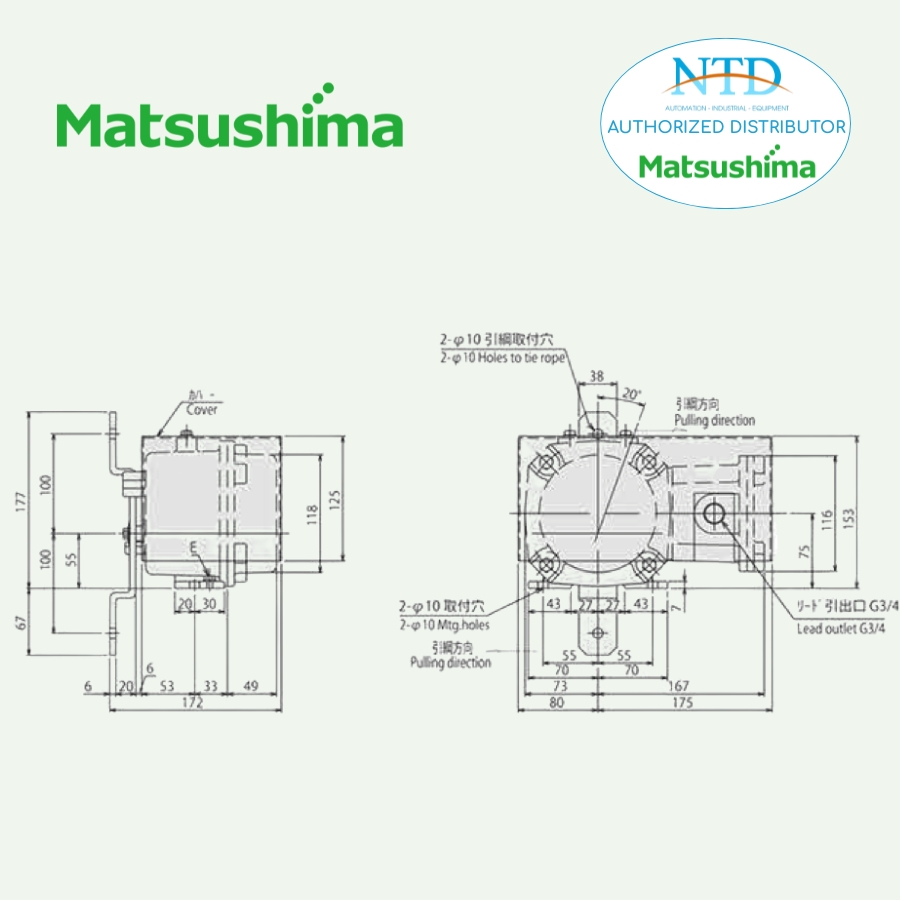 Bản vẽ công tắc dây kéo dừng băng tải ELAM-21W Matsushima