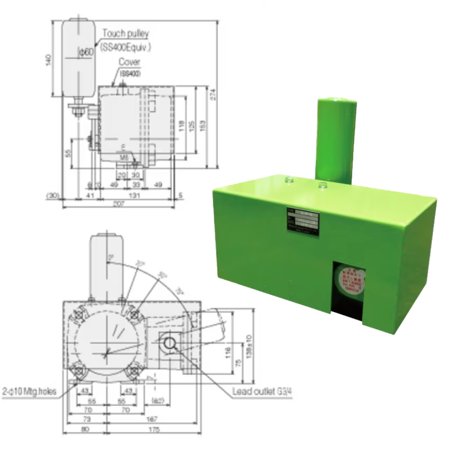 Bản vẽ công tắc lệch băng tải ELAM-10 Matsushima