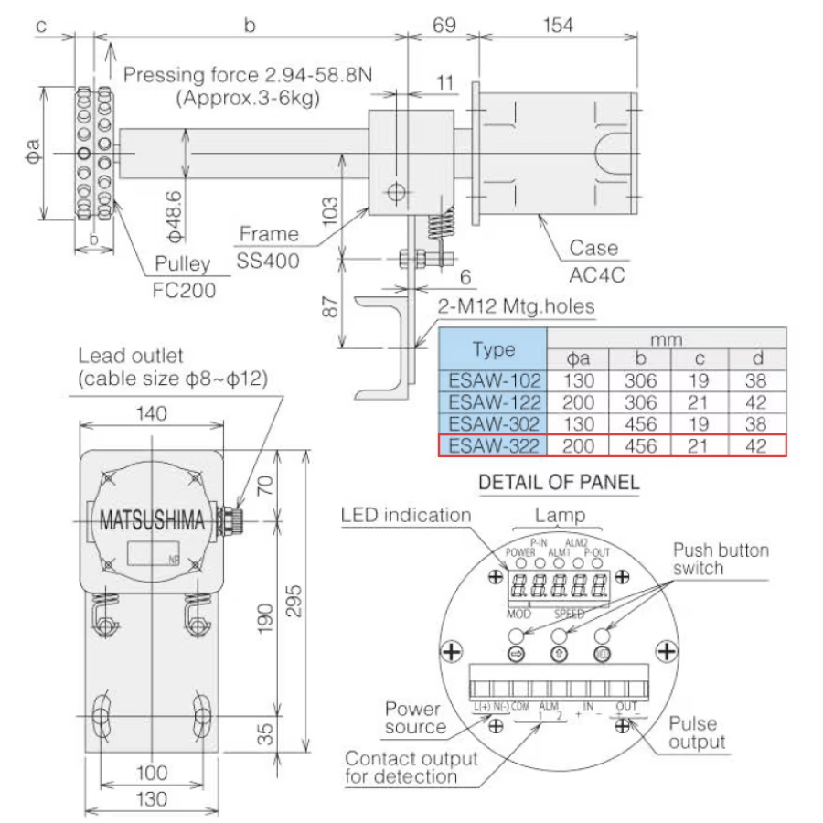 Bản vẽ công tắc tốc độ ESAW-322 Matsushima