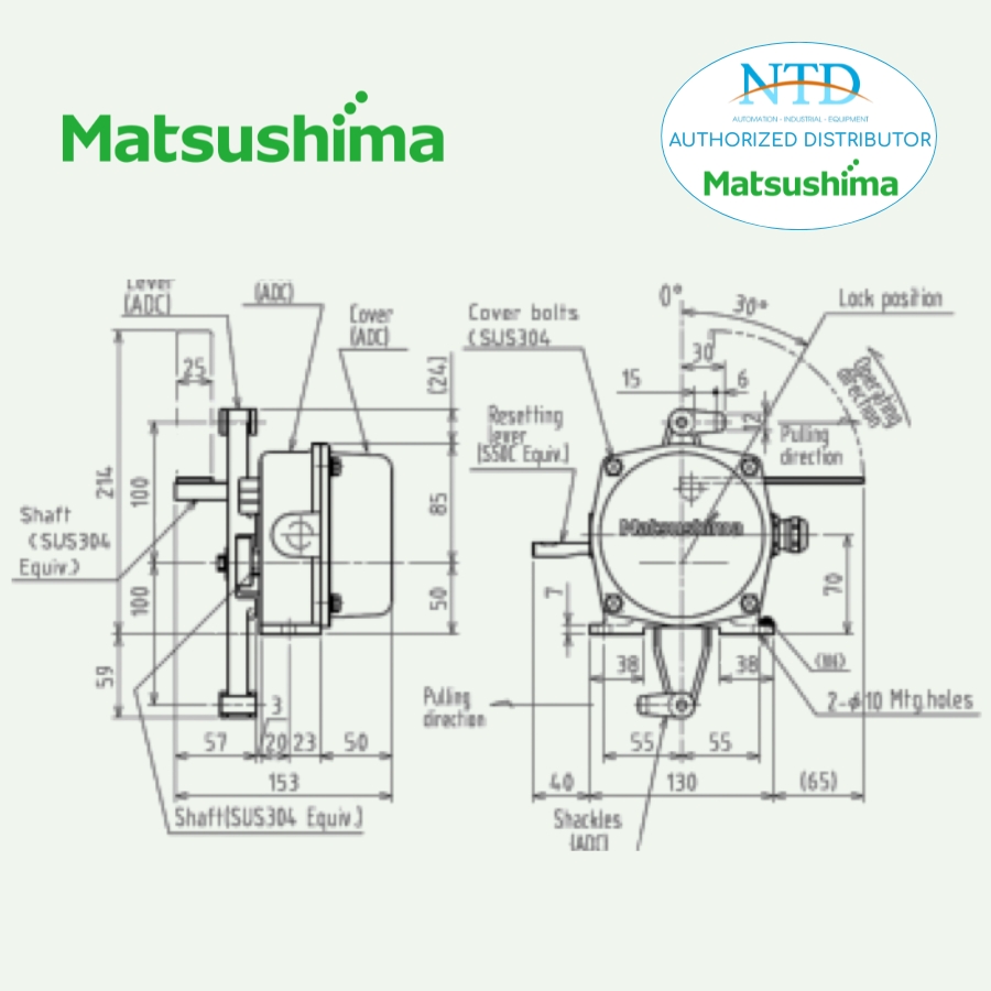 Bản vẽ công tắc dây kéo dừng băng tải ELADP-86111 Matsushima