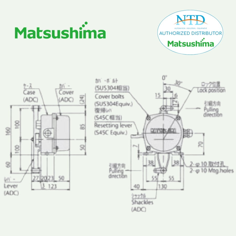 Bản vẽ kỹ thuật công tắc dây kéo dừng băng tải ELAW-31 Matsushima