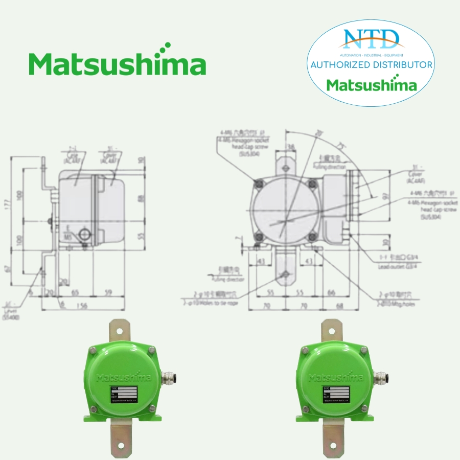 Bản vẽ kỹ thuật của công tắc lệch băng tải ELADP-22W Matsushima