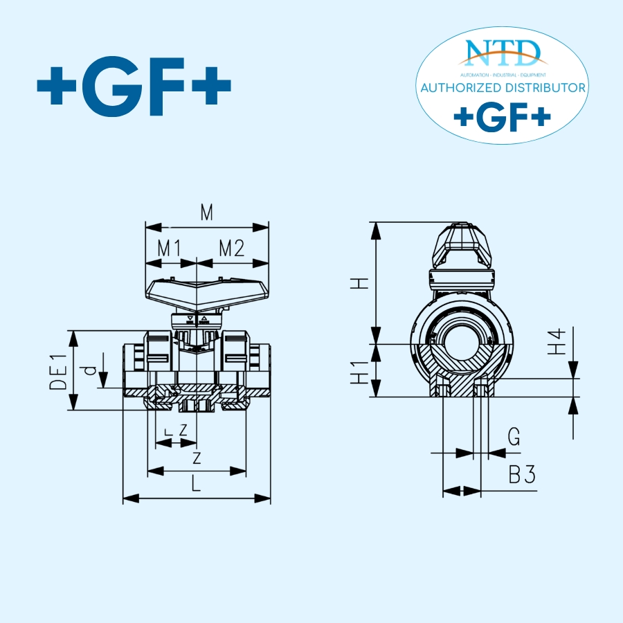 Cấu tạo của van bi 546 Pro ABS/EPDM 3/8' DN10 169 546 021 GF