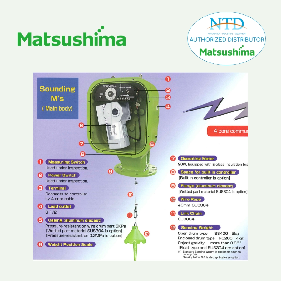 Cấu tạo thiết bị đo mức dạng Sounding M’s MDMC-2K Matsushima