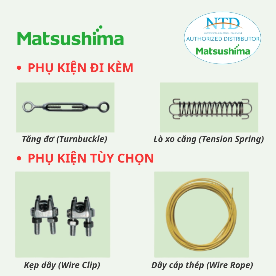 Phụ kiện đi kèm công tắc dừng khẩn cấp ERTD-50 Matsushima