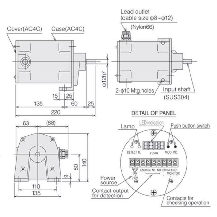 Sơ đồ bản vẽ công tắc tốc độ ESKB-610M Matsushima