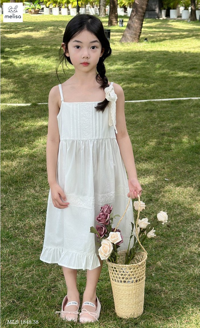 Váy Melisa 2 dây Đầm trắng đi biển cho bé gái