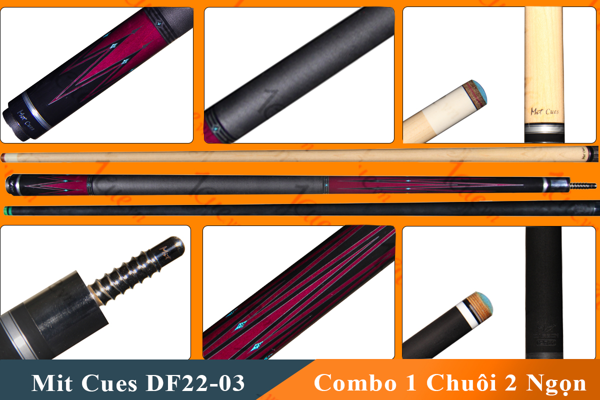 Cơ, Gậy Bi-a Mit Cues DF22-03 02 Ngọn (Ngọn Nguyên Bản, Ngọn Carbon Mit)