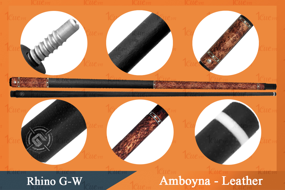 Cơ, Gậy Bi-a Rhino Amboyna Ngọn Carbon | 1Cue.vn