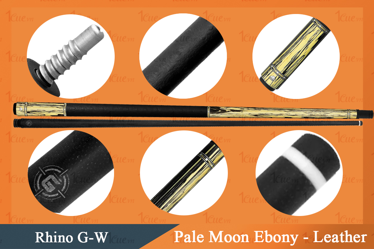 Cơ, Gậy Bi-a Rhino  Pale Moon Ebony - Leather Wrap   Ngọn Carbon | 1Cue.vn