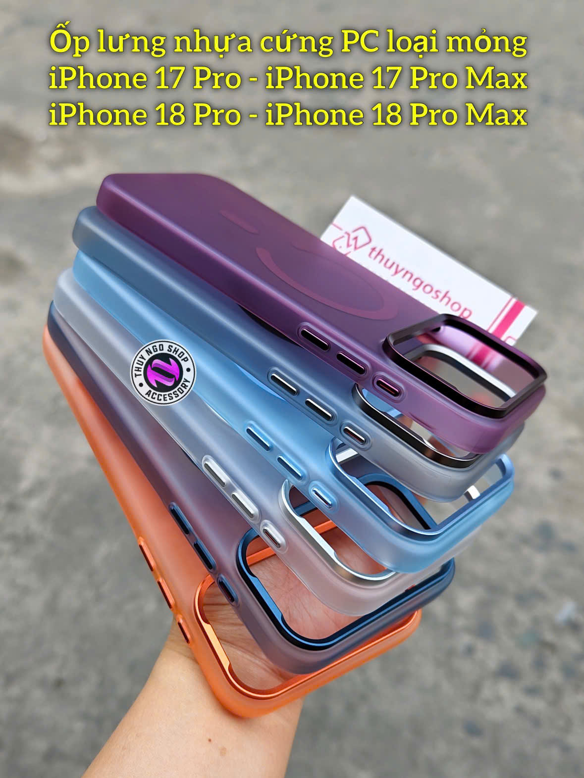 [PC mờ] Ốp cứng mờ chống vân tay (loại mỏng) iPhone 18 Pro Max - iPhone 18 Pro - iPhone 17 Pro Max - iPhone 17 Pro