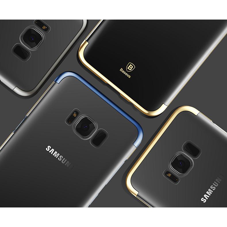 Ốp cứng trong suốt viền xi hiệu Baseus Galaxy S8