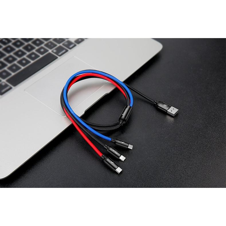 Cáp Baseus đa năng  (30cm) Type C-MicroUSB-Lightning 3in1