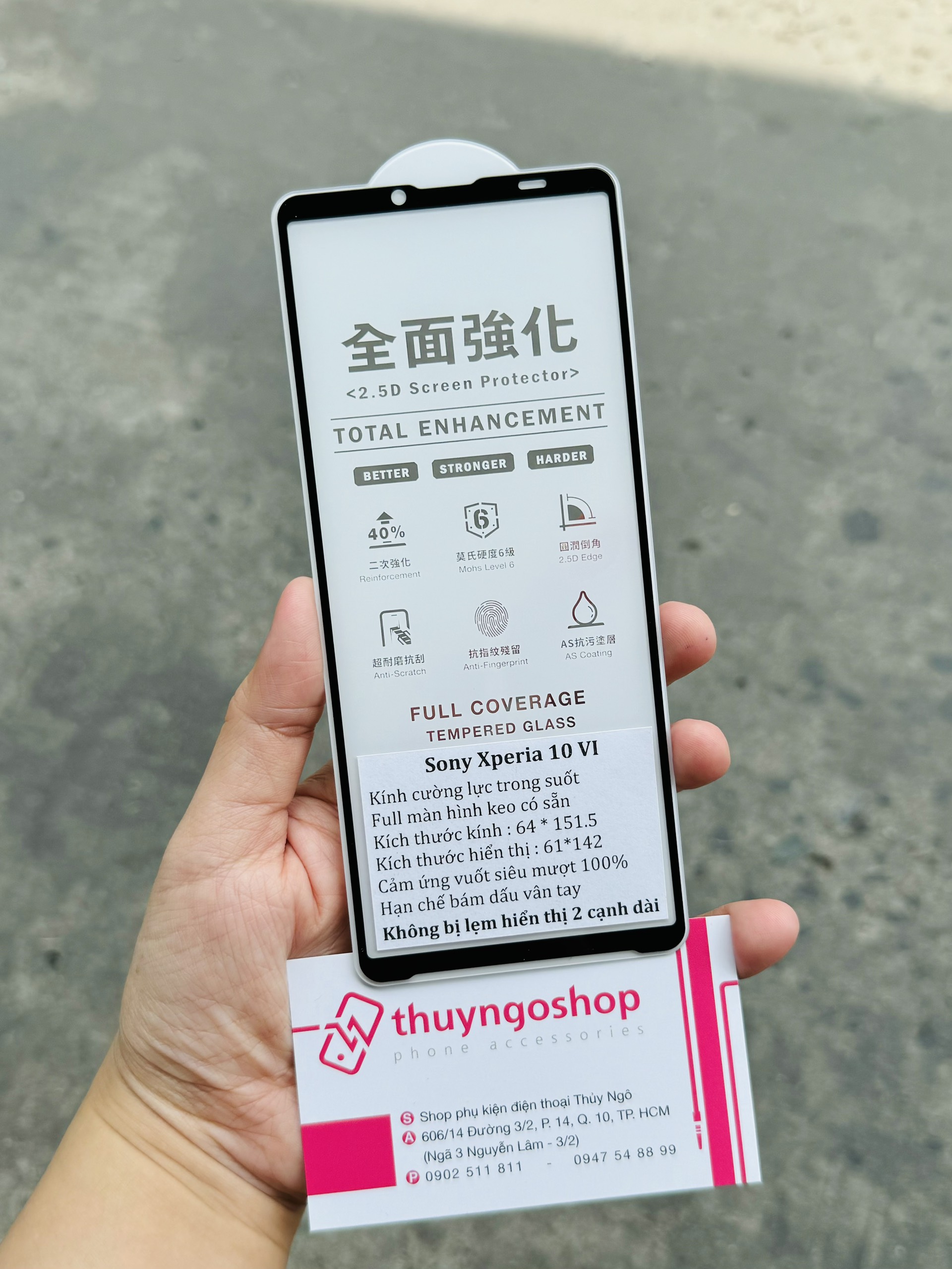 Kính cường lực full màn hình Sony Xperia 10 VI keo 100% toàn màn hình, cảm ứng nhạy 100%
