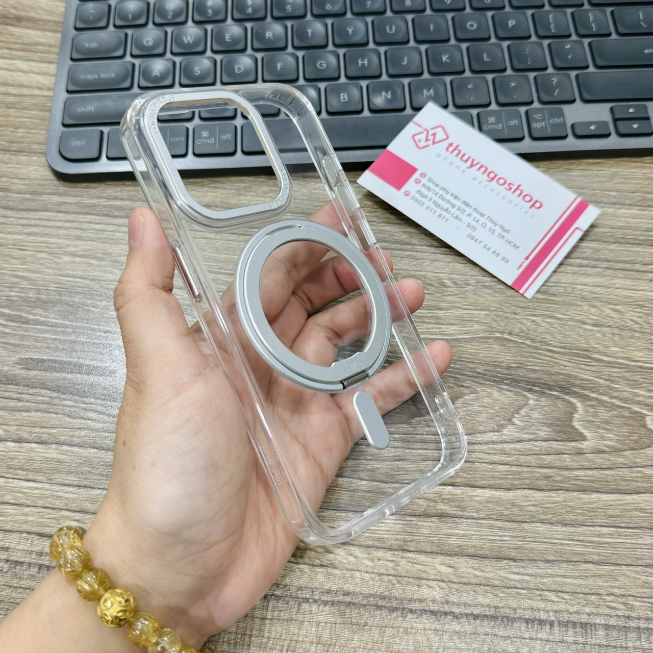Ốp lưng trong suốt kèm chân đế xoay 360 độ iPhone 14 Pro Max