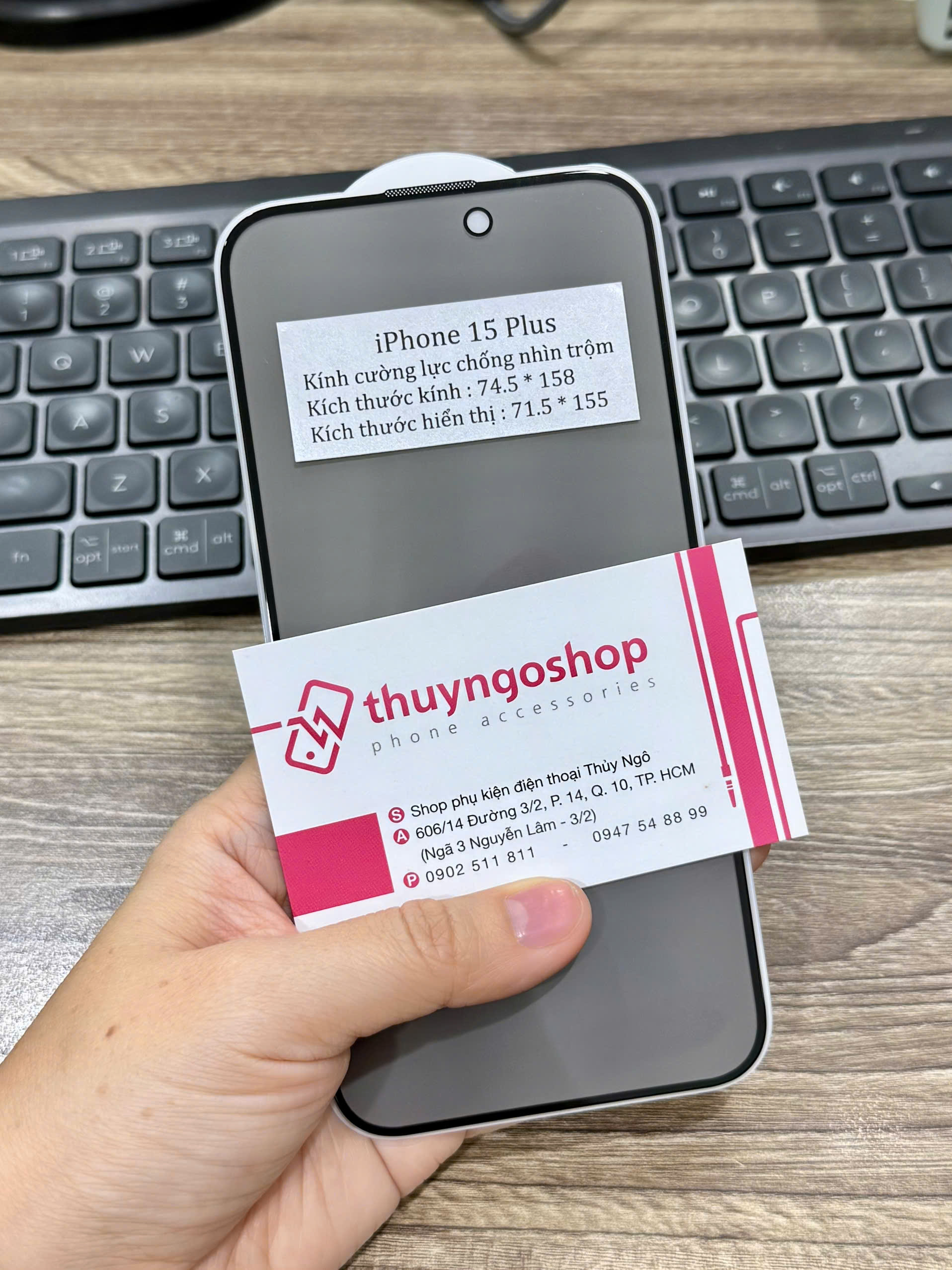 Kính cường lực chống nhìn trộm full màn hình iPhone 15 Plus