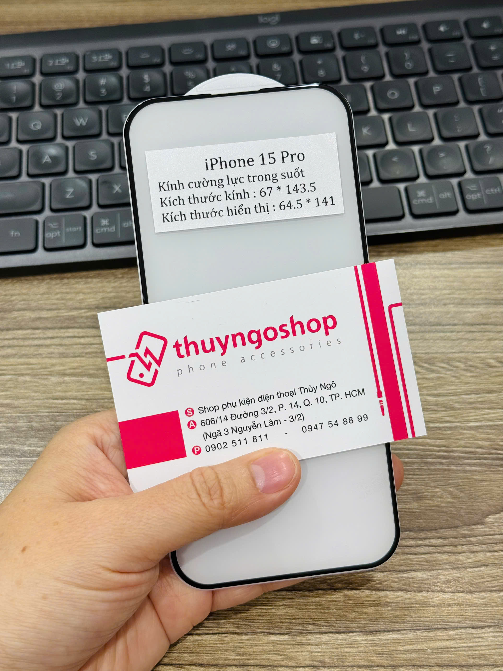 [Trong suốt] Kính cường lực full màn hình iPhone 15 Pro