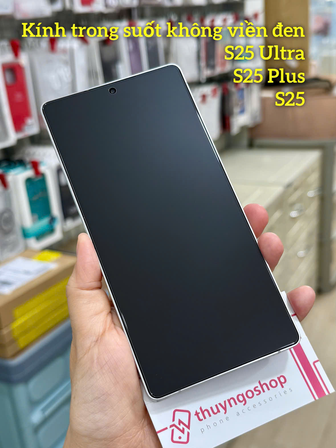 Kính cường lực trong suốt full màn hình Samsung S25 Ultra  (kính không viền đen)