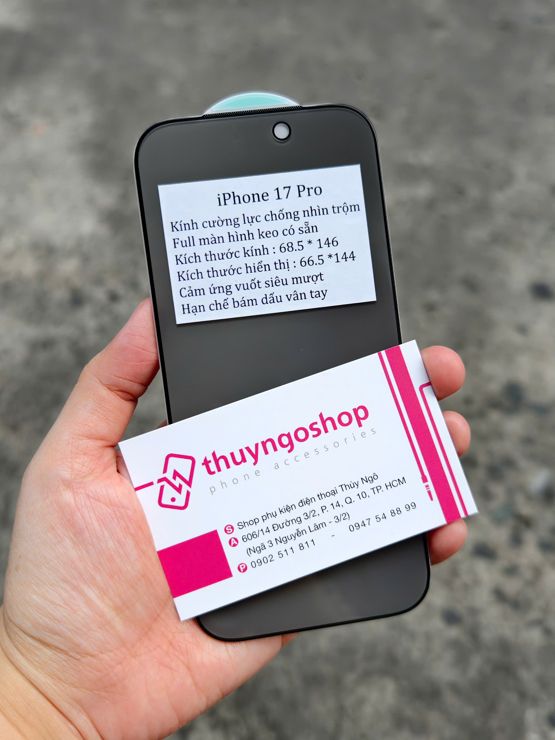 Kính cường lực chống nhìn trộm full màn hình iPhone 17 Pro