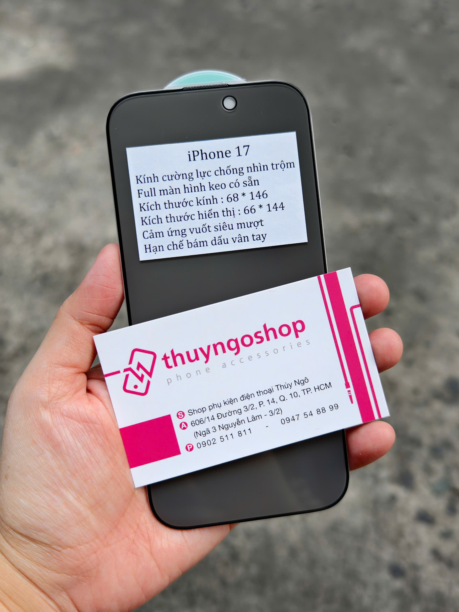 Kính cường lực chống nhìn trộm full màn hình iPhone 17