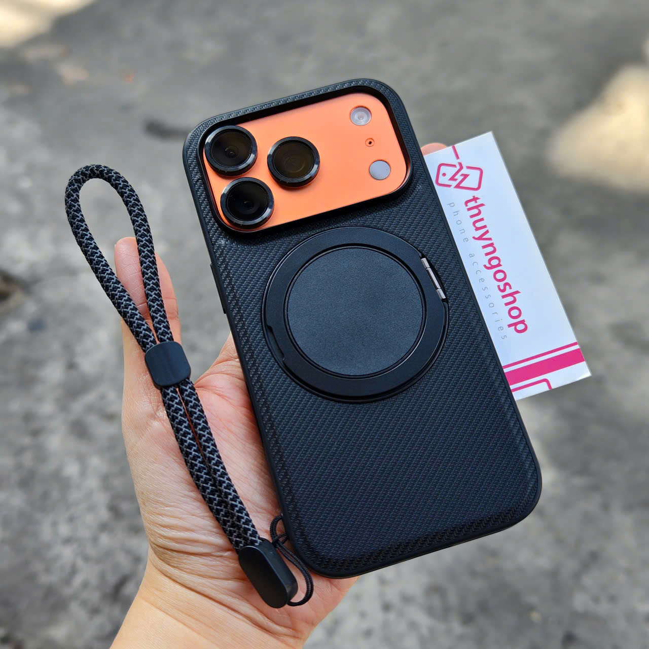 Ốp lưng chống trơn trượt kèm chân đế xoay 360 độ iPhone 17 Pro