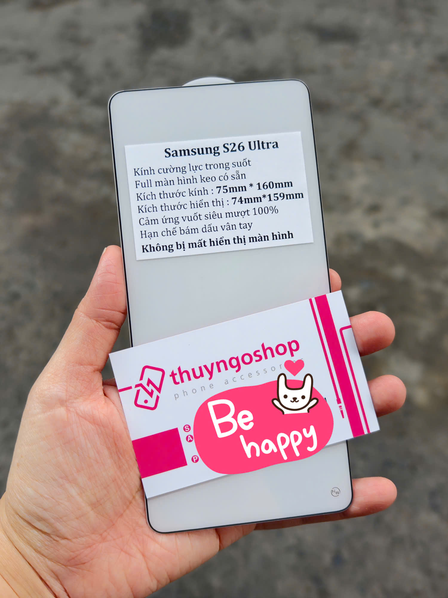 [Trong suốt] Kính cường lực Full màn hình Samsung S26 Ultra (nhận vân tay 100%)