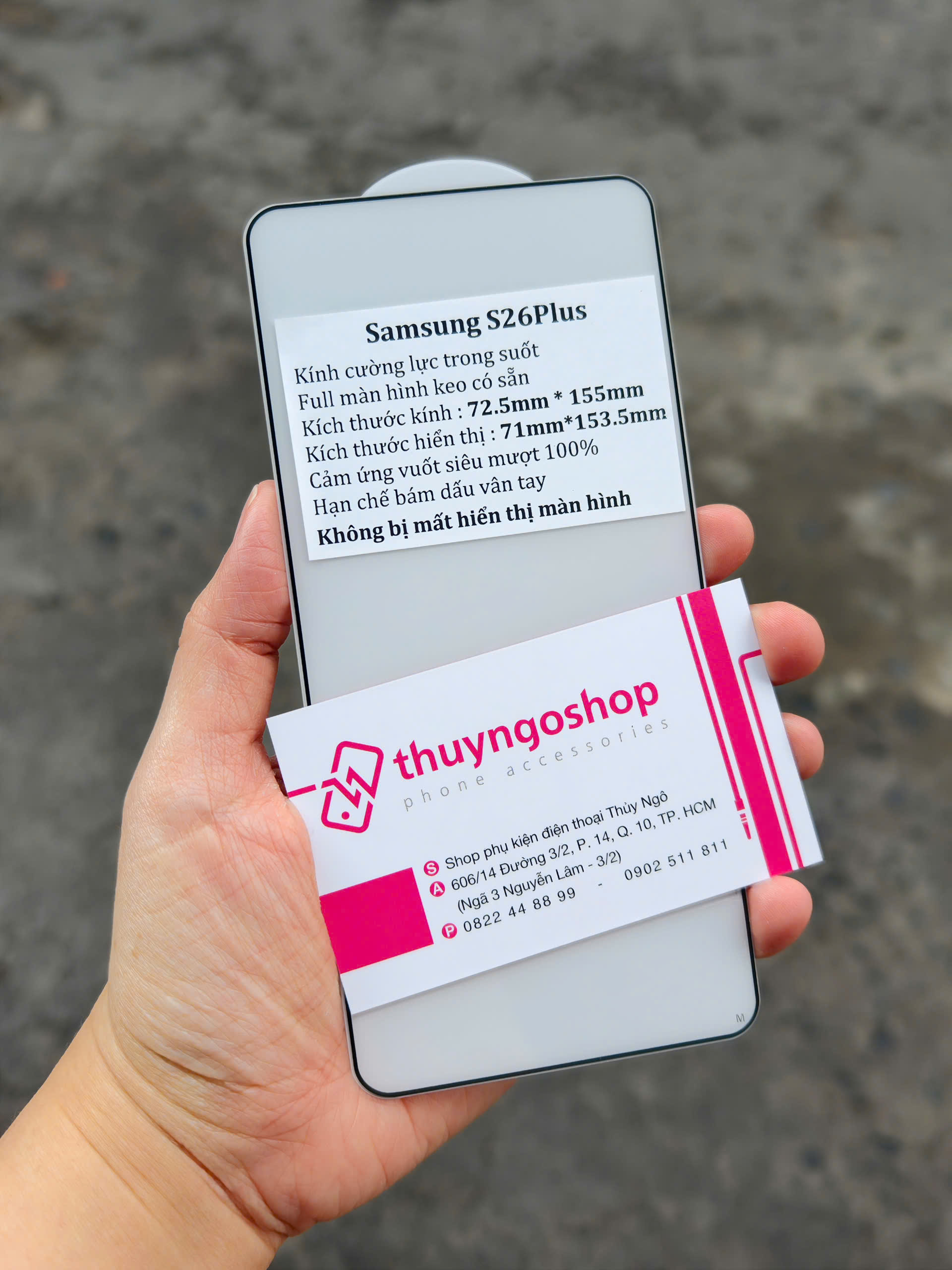 [Trong suốt] Kính cường lực Full màn hình Samsung S26 Plus (nhận vân tay 100%)