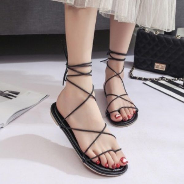 Giày sandal nữ đế bệt cột dây