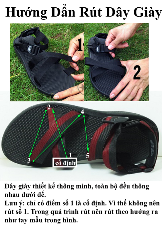 Hướng dẫn cách rút dây giày Sandal Vento mã số NV70