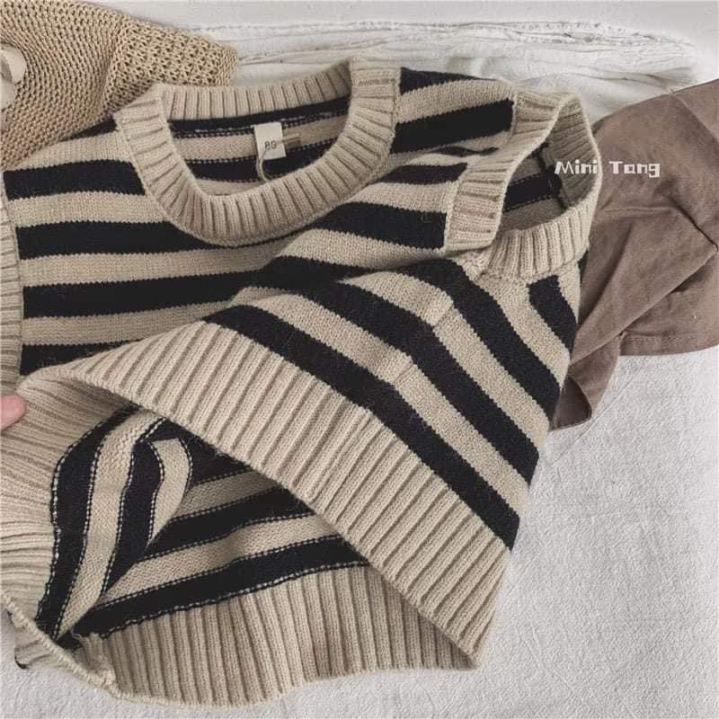 Áo gile len màu be kẻ đen xuất Hàn Áo Gile Len Màu Be Kẻ Đen Xuất Hàn