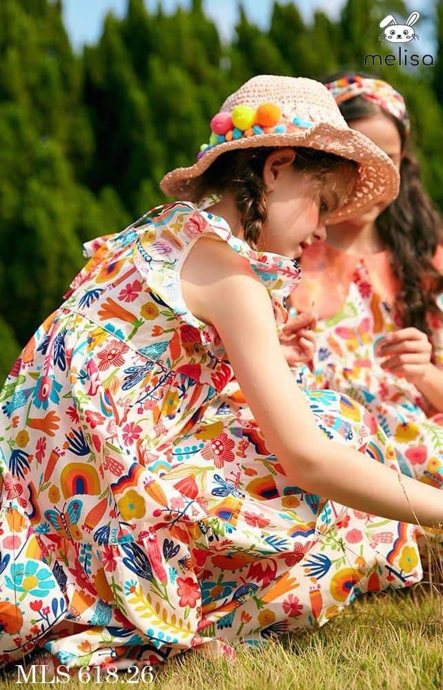 Váy cotton thời trang mới 2023 váy xòe chữ a họa tiết hoa đa năng dáng