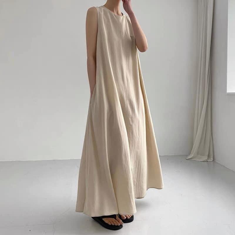 HàngMớiVề Đầm Váy Sơ Mi Cổ V Dáng Dài Form Rộng Tay Lỡ Chất Linen Cao Cấp  Đũi Việt  Lazadavn