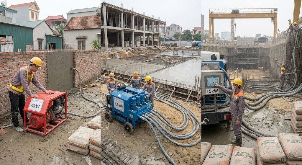 Cách Chọn Máy Bơm Vữa Theo Lưu Lượng, Áp Suất Và Công Suất
