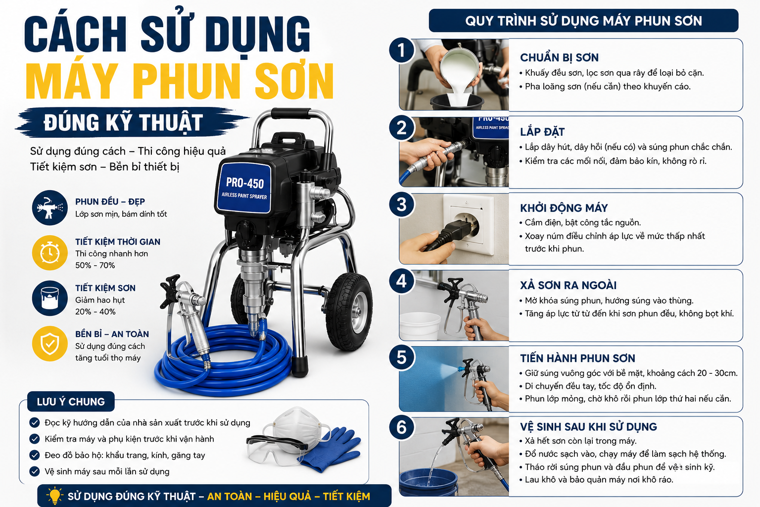 Hướng dẫn cách sử dụng máy phun sơn đúng kỹ thuật