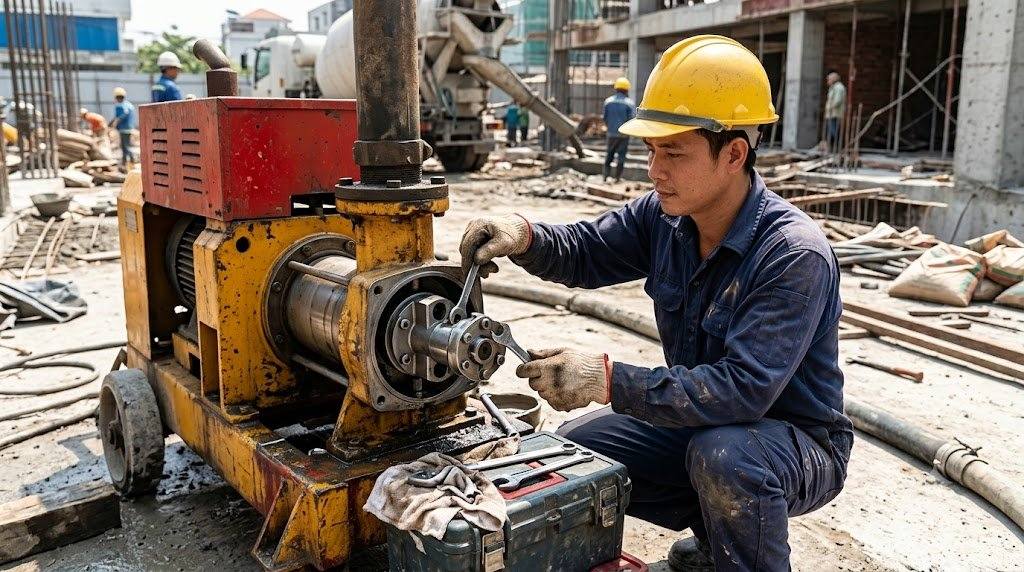 Máy Bơm Vữa Hoạt Động Không Đều, Bị Tụt Áp: Nguyên Nhân Và Cách Xử Lý