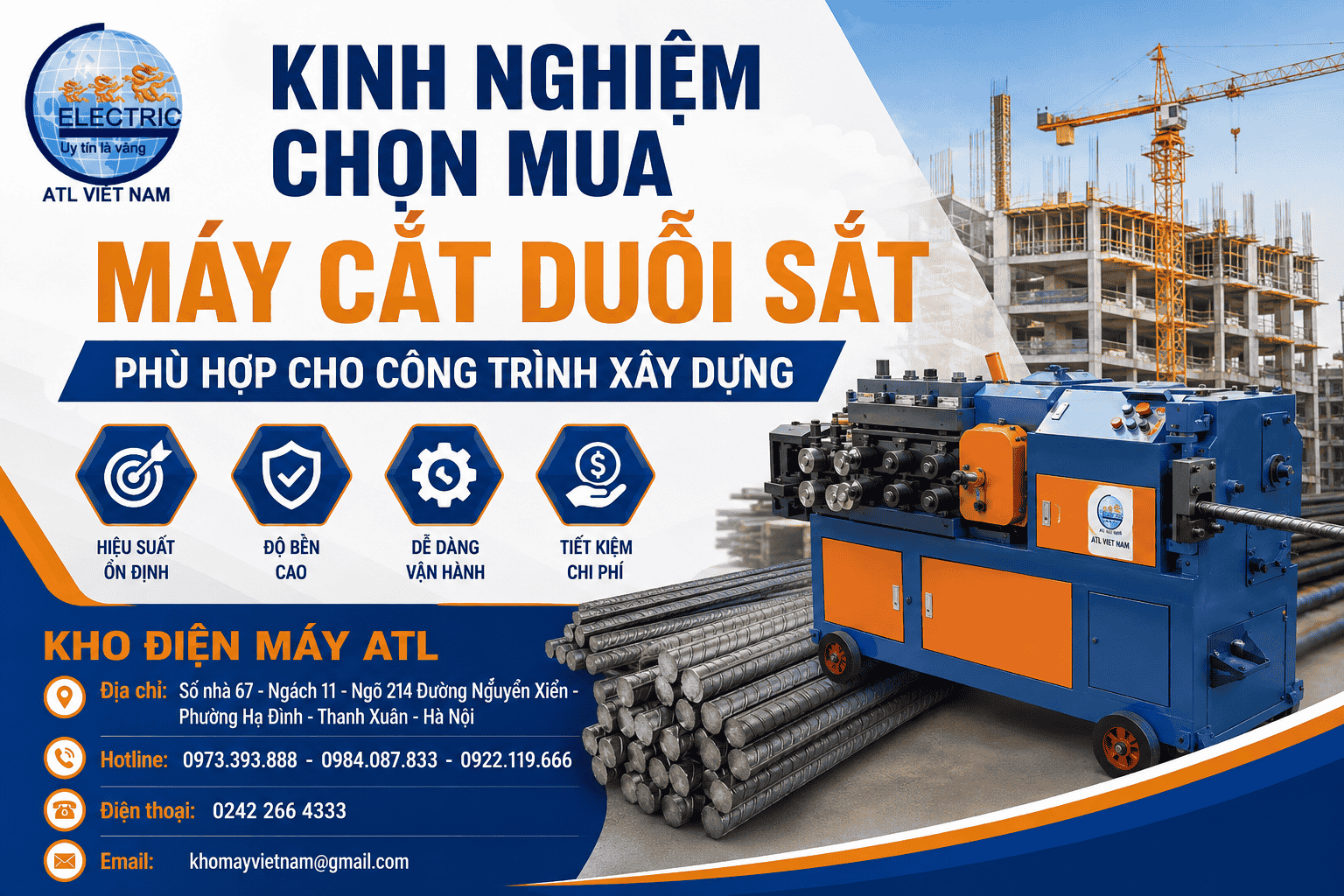 Kinh nghiệm chọn mua máy cắt duỗi sắt phù hợp cho công trình xây dựng