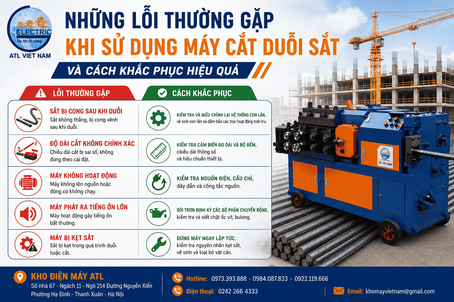 Những lỗi thường gặp khi sử dụng máy cắt duỗi sắt và cách khắc phục hiệu quả
