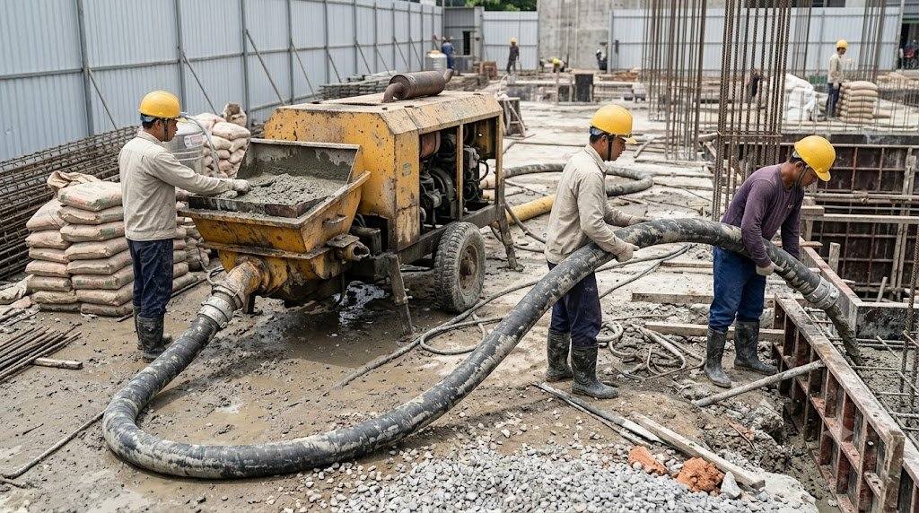 Máy Bơm Vữa Bị Tắc Ống: Nguyên Nhân, Cách Thông Và Phòng Tránh