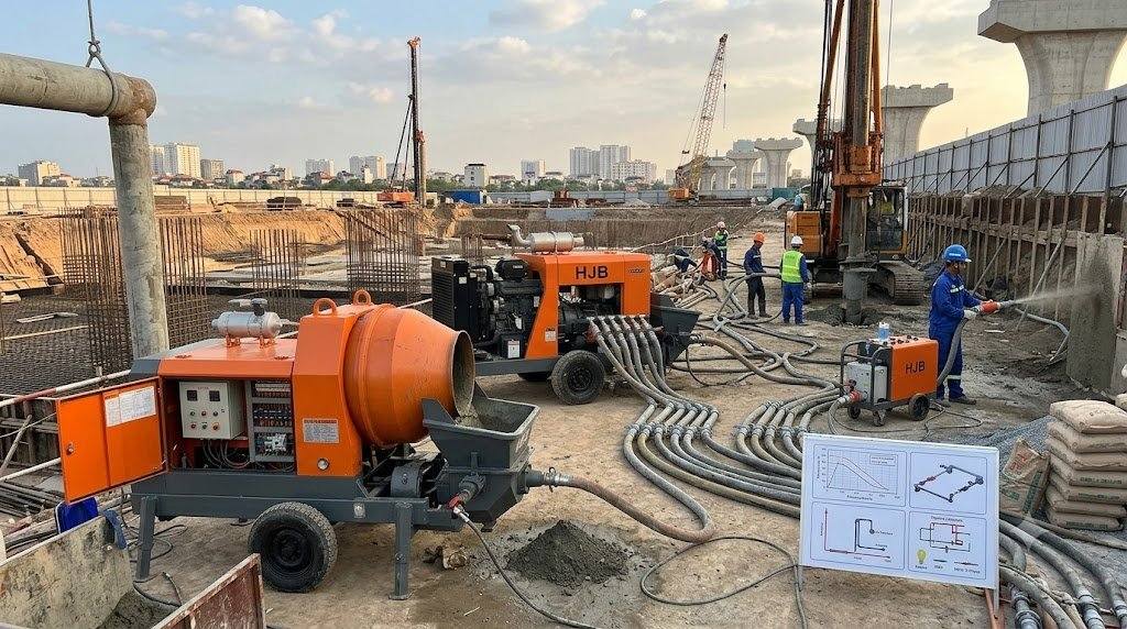 Các model máy bơm vữa HJB phổ biến