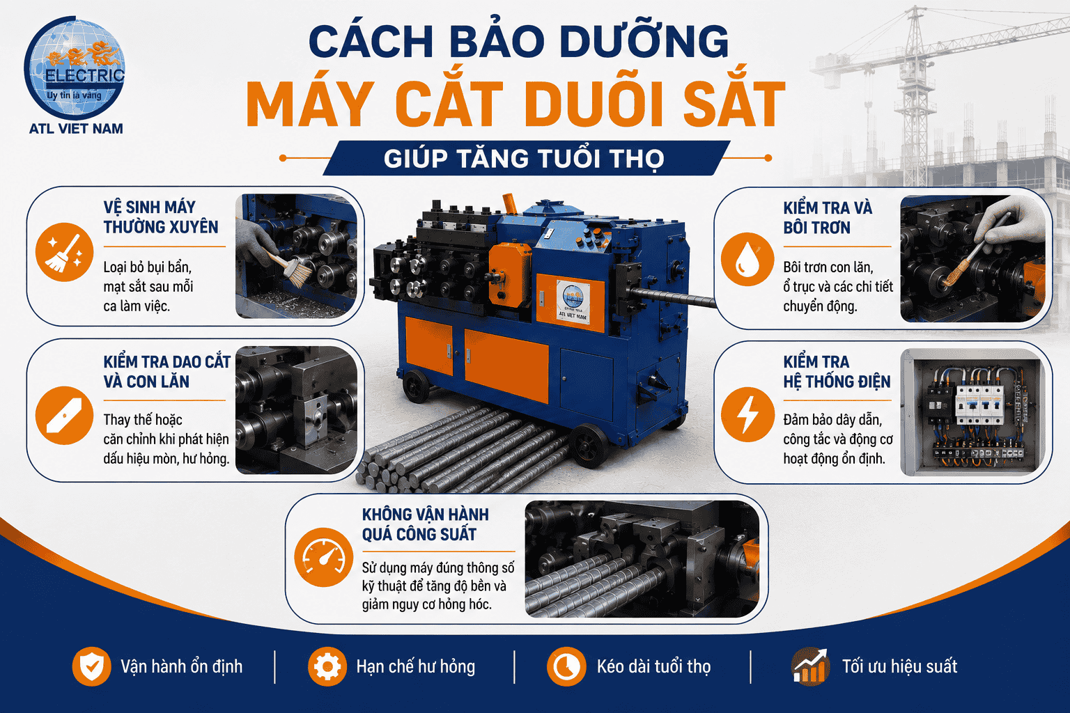 Cách bảo dưỡng máy cắt duỗi sắt giúp tăng tuổi thọ
