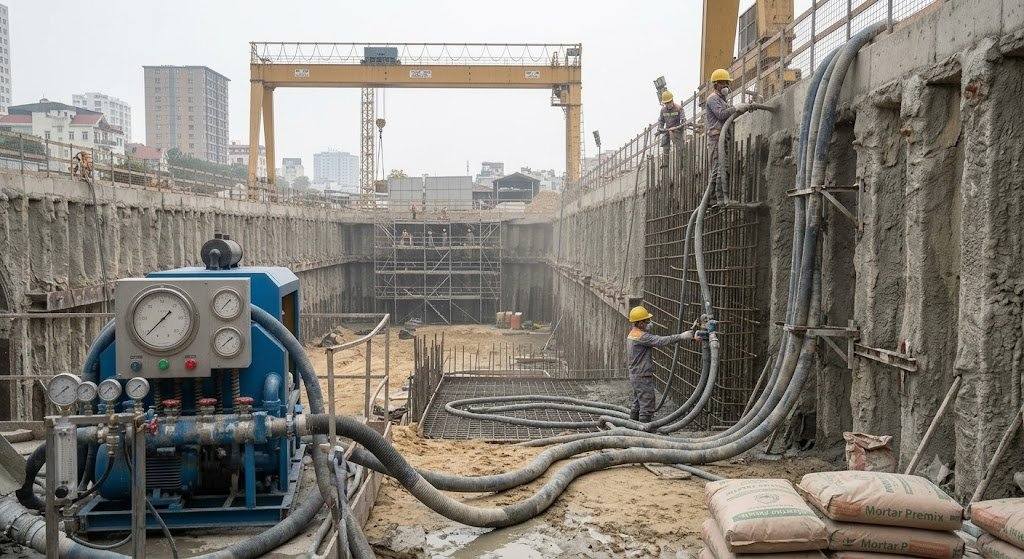 Cách chọn máy bơm vữa theo áp suất