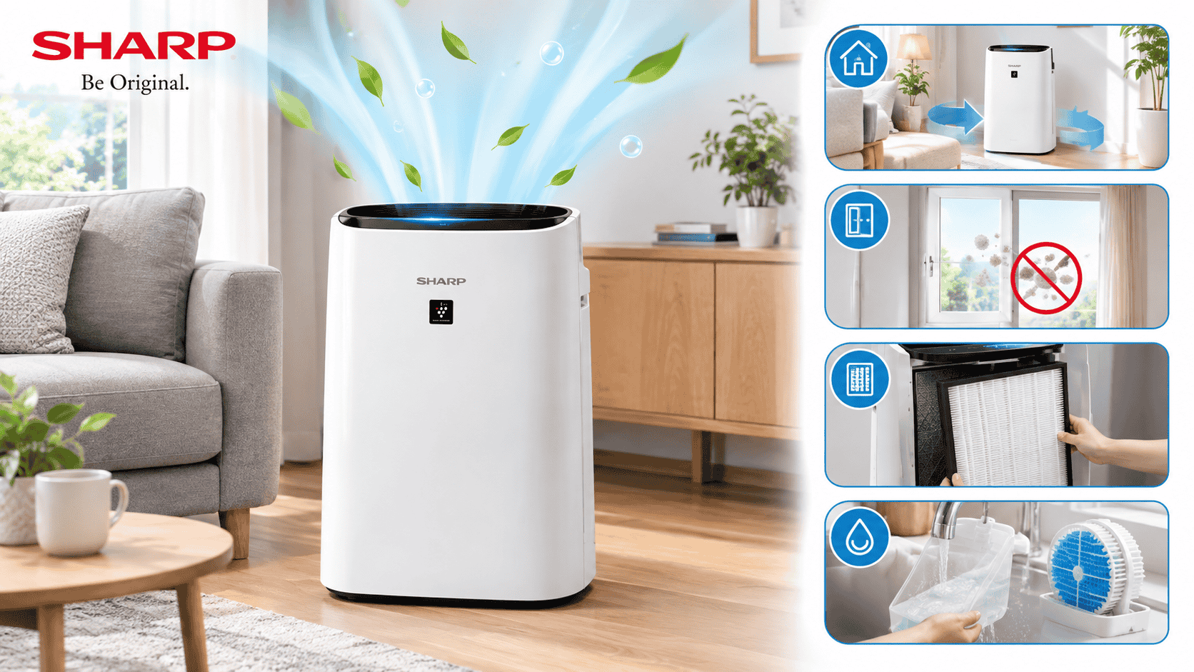 Cách sử dụng máy lọc không khí Sharp hiệu quả
